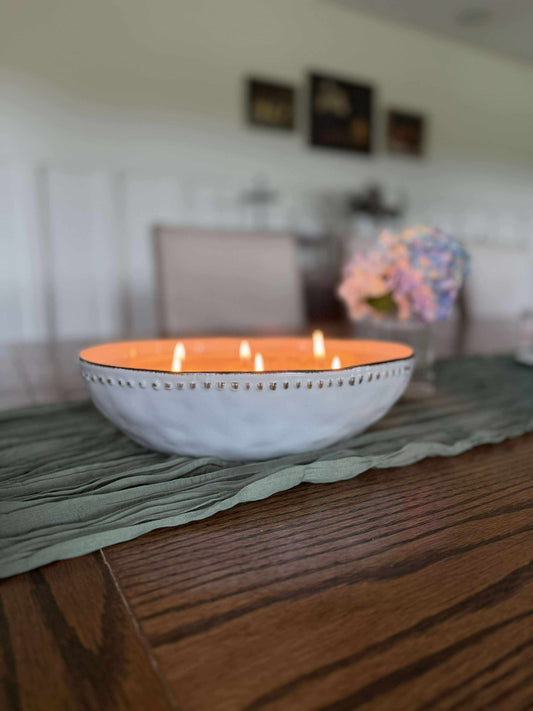 Redeem Candle Co. Signature Creamy White, Oval, Beaded Stoneware Candle