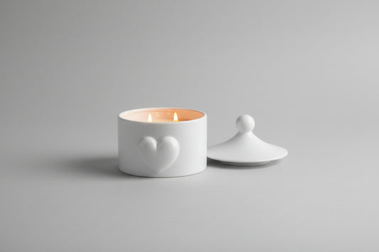 White Heart Ceramic Bowl with LId